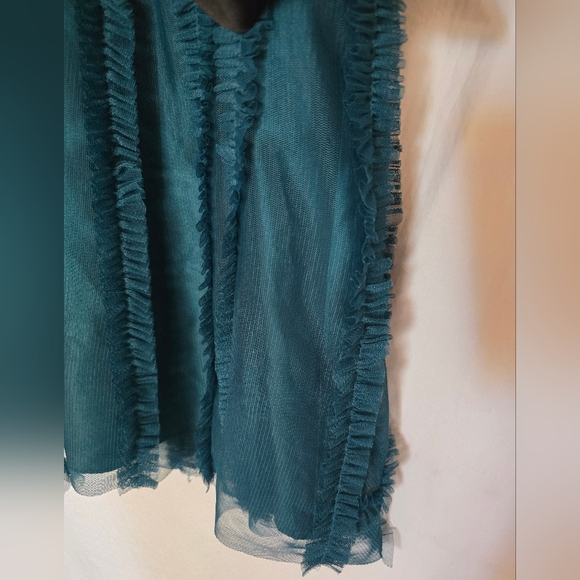 Max & Cleo Dark Jade Sophia Strapless Sweetheart Dress Size 2 Ruffle Tulle - Picture 7 of 16